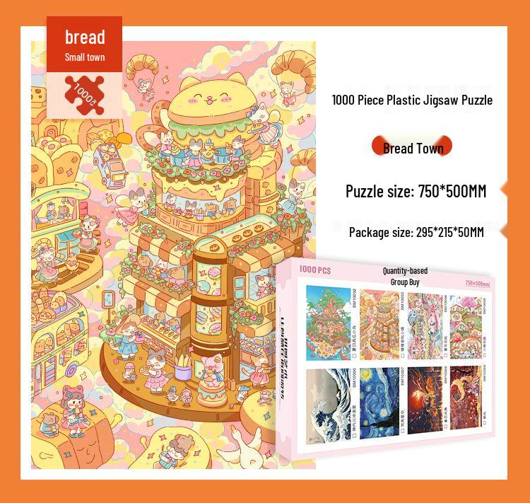 1000-Piece Challenging Plastic Puzzle for Adults – World Famous Paintings Edition with Original Illustrations for Relaxation