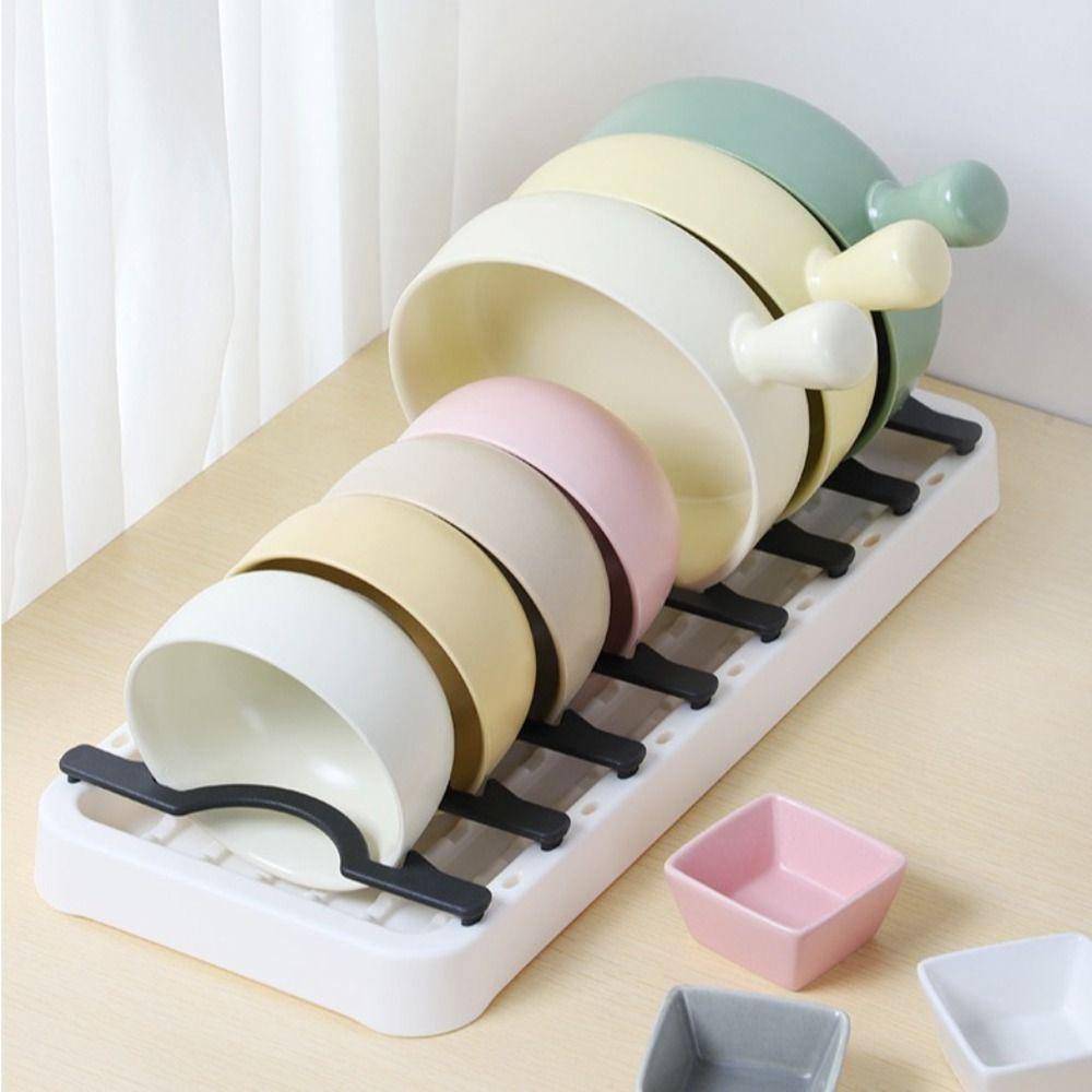 

Large Capacity Dish Rack Kitchen Organizer Pot Lid Drying Shelf Bowl Stand Tableware Holder светло-серый