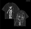 Manga Chainsaw Man Reze Bedrucktes T-Shirt Trendiges Vintage Gewaschenes T-Shirt Lässiges Baumwoll Oversize Tee Streetwear Herren Damen Kleidung