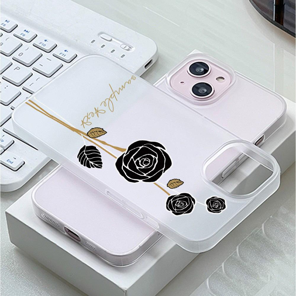 Fundas para teléfonos móviles para iPhone 11 13 15 Pro Max 12 14 Pro Max Funda para iPhone 16 15 Plus 13 Pro 12 Textura esmerilada Flores de dibujos animados pintadas