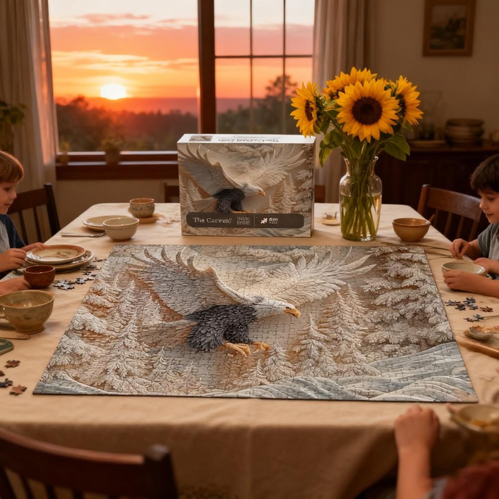 1000 Piece The Carved Eagle Jigsaw Puzzle Bald Eagle in Flight Wildlife Art Puzzle Eagle Art Animal Jigsaw Puzzles for Adults China Mainland