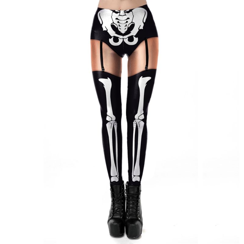 Halloween 3D Skull Print Pants Halloween 3D Skull Print Ankle Tight Leggings