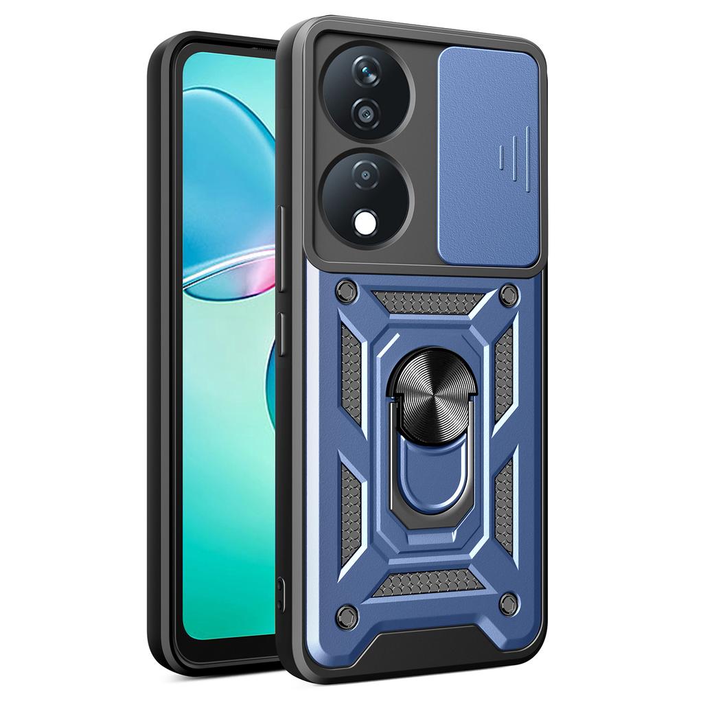 For Honor X7b 4G/90 Smart Case PC+TPU Rugged Shockproof Phone Cover with Slide Lens Window
