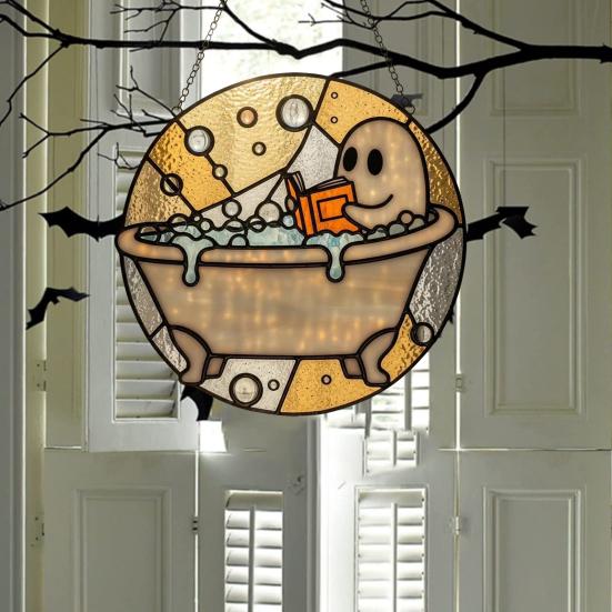 Bath-Time Ghost Reader Ornaments Cute Ghost Reading Book in A