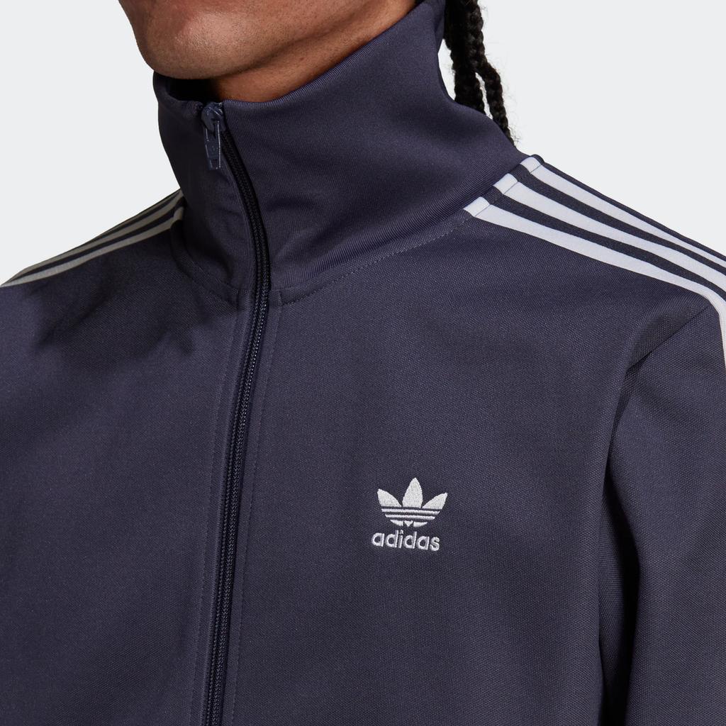 Adidas Originals Trefoil Stripe Print Stand Collar Sports Jacket Men Outerwear Dark-Grey Navy HB9445