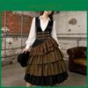 Vintage Steampunk Fashion Skirt With Ruffle Layers For Stage Performance And Cosplay