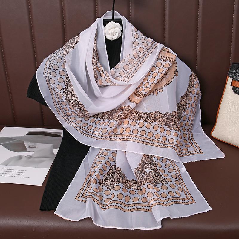 Fashion 45*155Cm Leopard Printing Chiffon Silk Scarf Women Foulard Long Shawl Scarves Summer Elegant Bandana Luxury