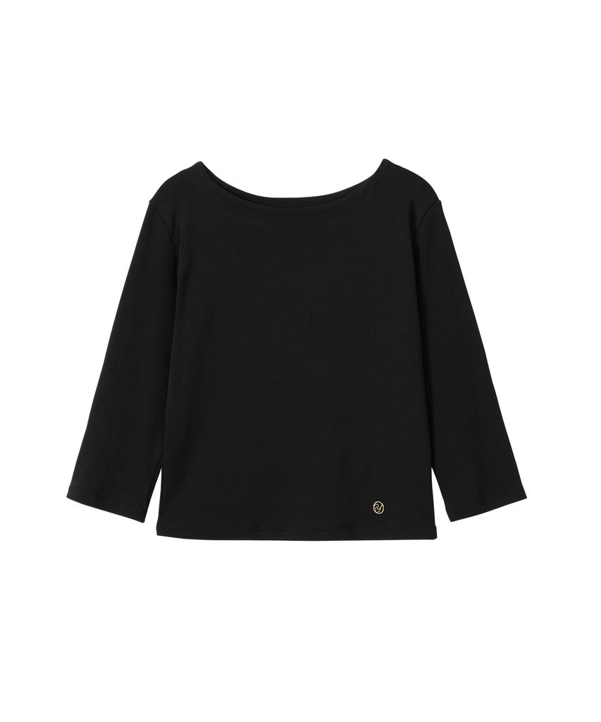 SALON DE YOHN Boat Neck Classic Tee_ Black