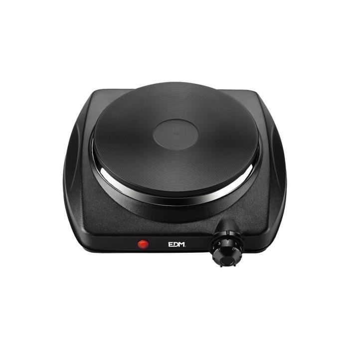 Réchaud Plaque Électrique - EDM - 1400W - Noir - Thermostat Réglable - Ø 18.5 Cm
