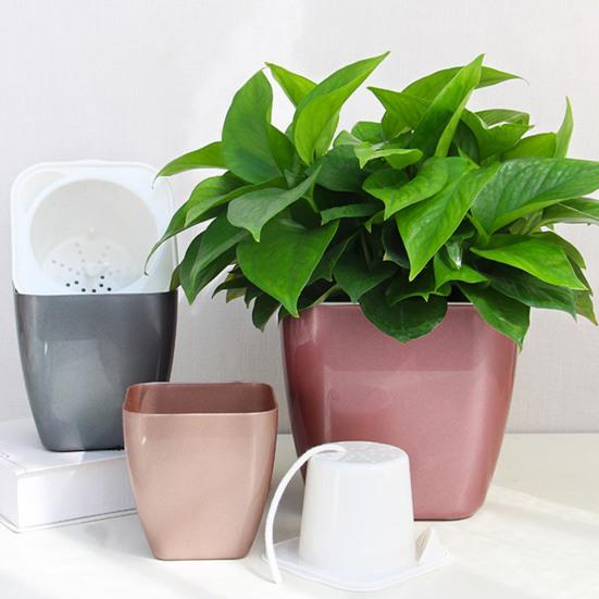 Flower Pot Self Watering Heat Resistant PP Automatic Draining System Planter Household Supplies