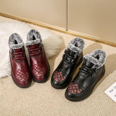 Peking alte Stoffschuhe Damen Baumwollschuhe Samt warm Winter Schneestiefel mittleren Alters und ältere rutschfest verschleißfest weiche Sohle