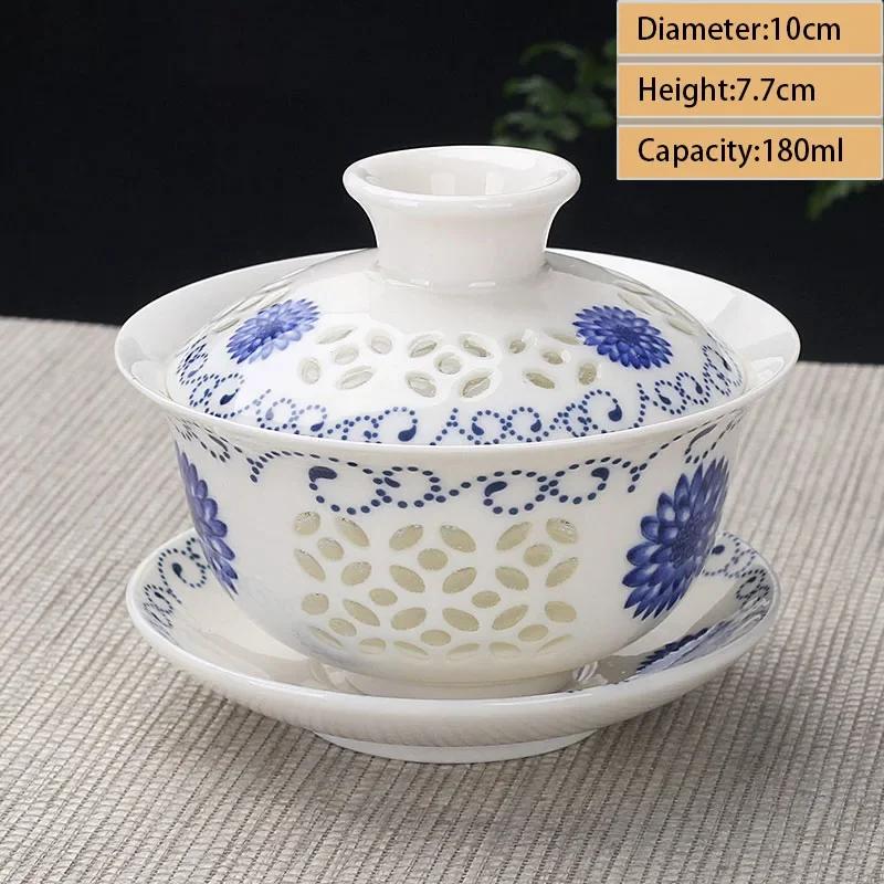 Jingdezhen Ceramic Gaiwan Teacup Handmade Tea Tureen Boutique Tea Bowl Chinese Porcelain Teaware Accessories Drinkware