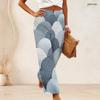 Women High Waist Wide Leg Pants Abstract Geometric Fan Scale Print Loose Casual Long Trousers For Daily Wear