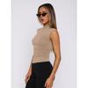Women European American Style Solid Color Slim Fit Half Turtleneck Sleeveless Sexy Tank Top