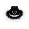 Rhinestone Love Heart Women Glitter Cowboy Hat Fur-edged Cowgirl Hats Women Funny Performance Costume Cosplay Hat for Wedding