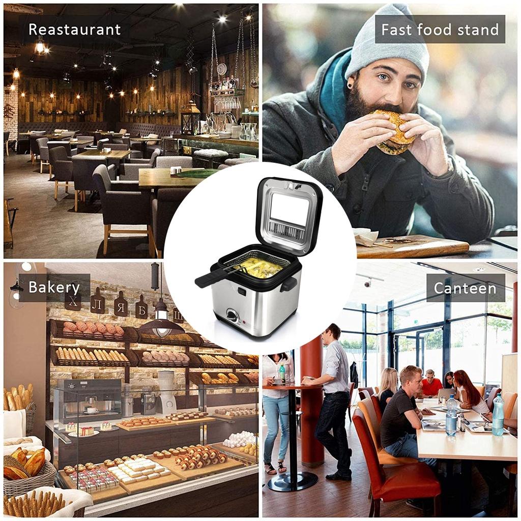 900W French Frie Frying Machine 220-240V 1.5L Oven Hot Pot Fried Chicken Grill Adjustable Thermostat Kitchen Cooking Electric Deep Fryer