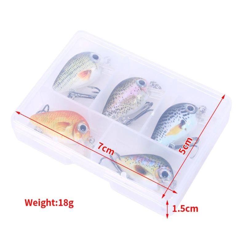 5 Pièces Appâts de Pêche en Plastique Petit Crankbait Wobbler Appâts Durs Artificiels Appâts Crank avec Boîte à Pêche Accessoires de Pêche