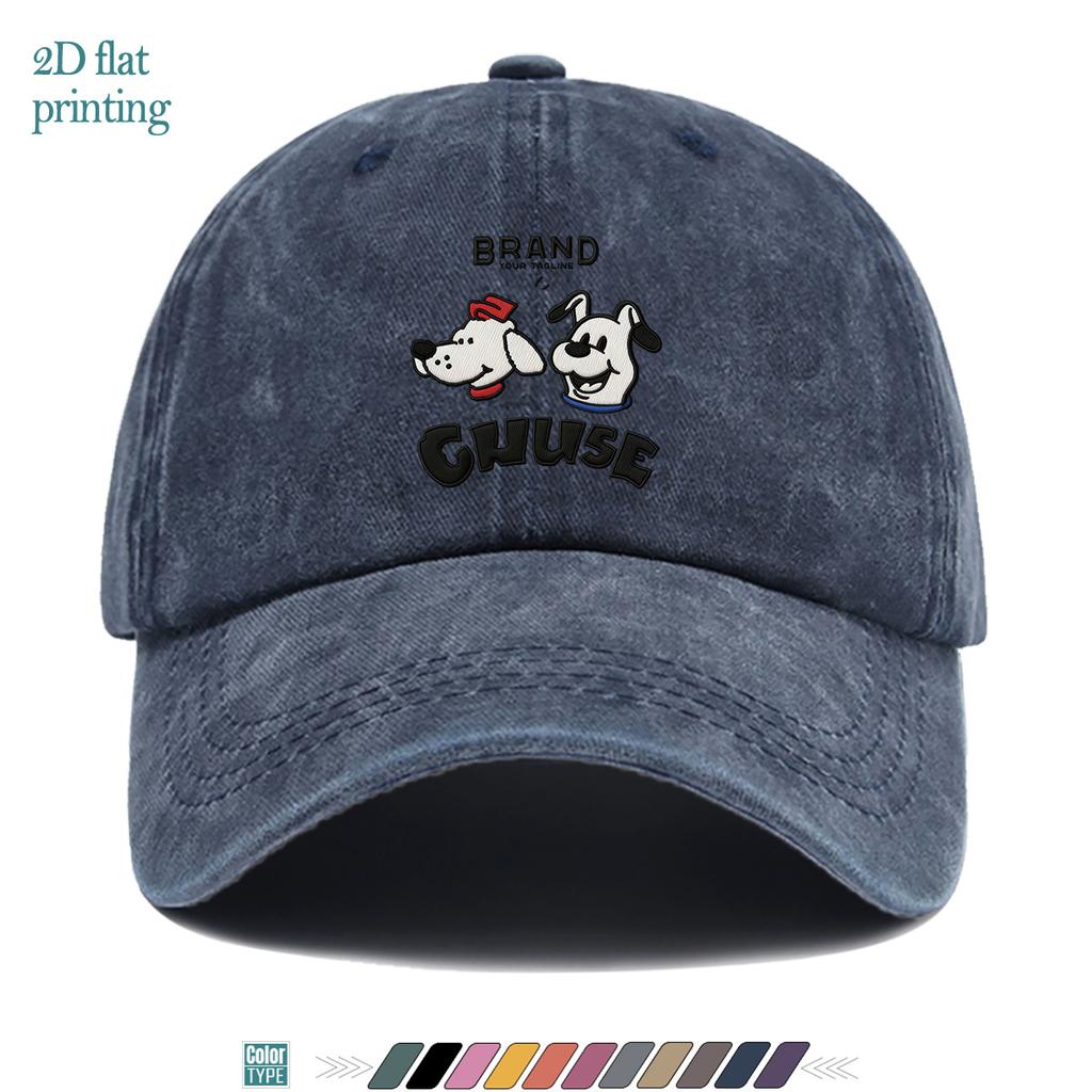 pc Double Dog Fun Cartoon Pattern Printed Baseball Cap Fashionable Cool Individual Design Comfortable Breathable Duckbill Hat