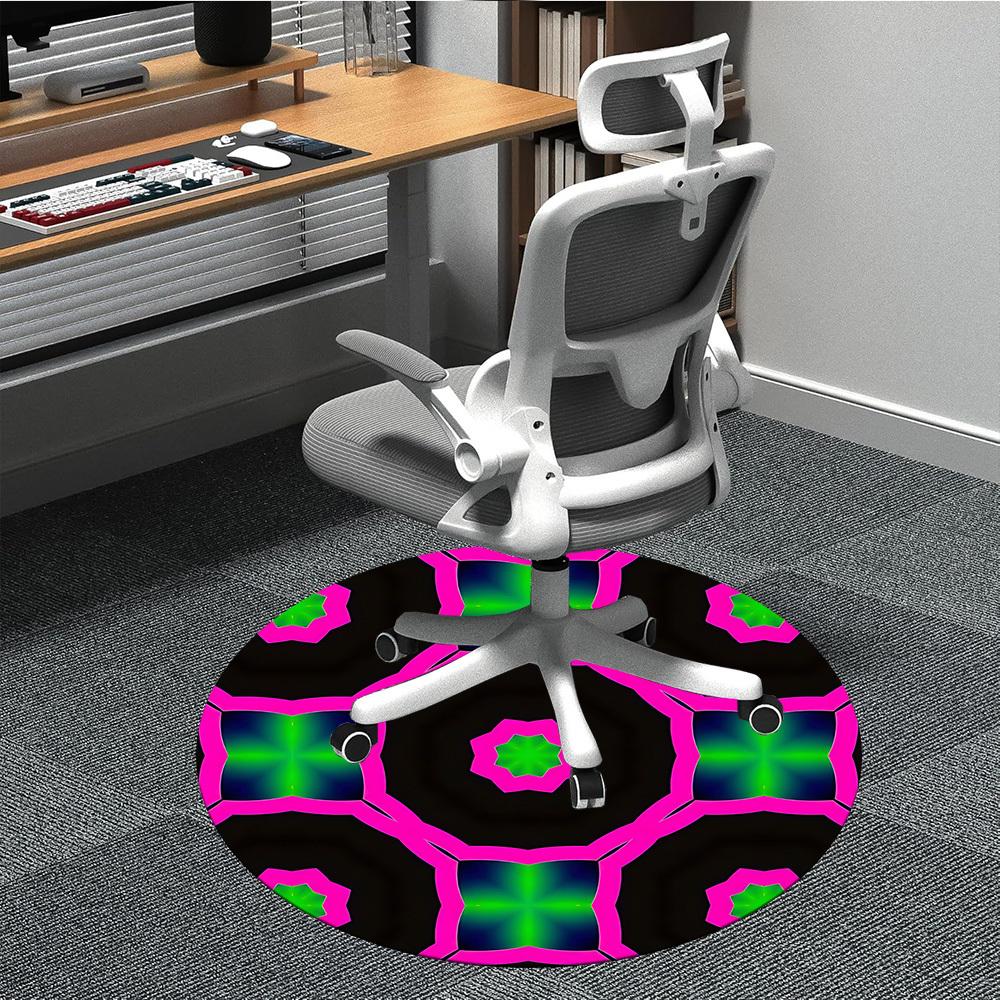 1pc Kaleidoscope Pattern Carpet, Round Non Slip Durable Large Size Office Carpet, Suitable for Office