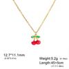 Teamer Enamel Cherry Charms Necklace Gold Color Stainless Steel Sweet Choker For Woman Girls Trendy Jewelry Gift Wholesale New
