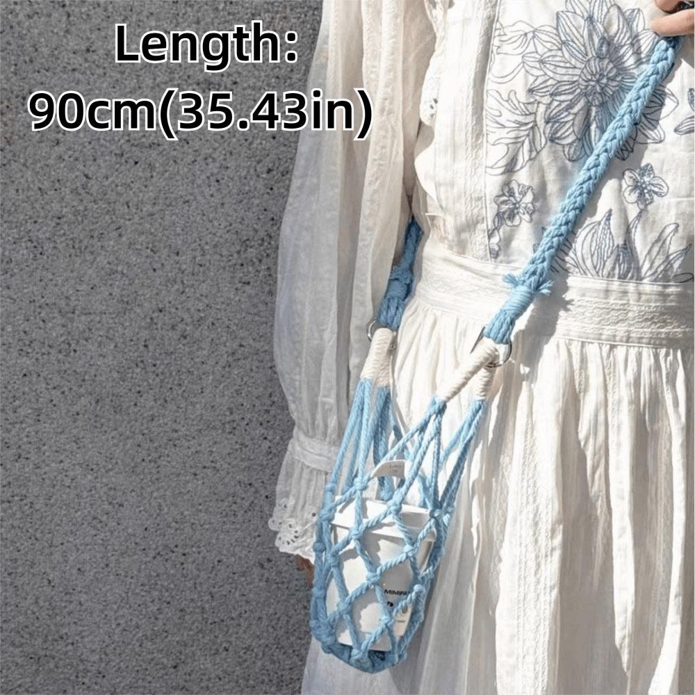 Portable Crochet Cup Holder Hollow Out Foldable Cup Cover Woven Net Net Water Bottle Bags