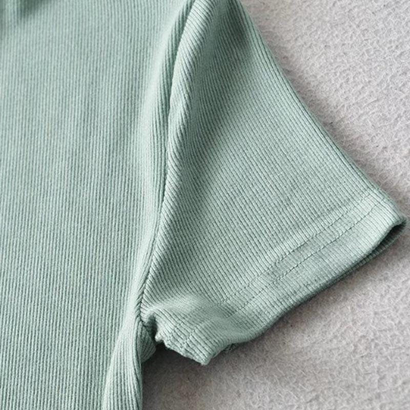 Ležérní letní žena Tričko Skinny Fit Upnuté Tričko s krátkým rukávem a výstřihem do O Základní jednobarevné triko Crop Tops