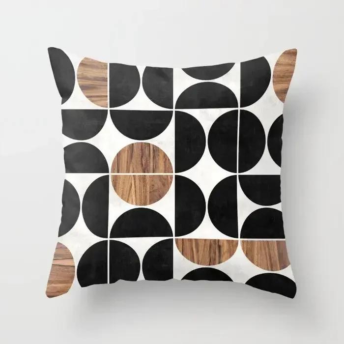 Housses d'oreiller 45x45cm Créatives Texture Bois Marbre Mode Géométrique Coussins Décor de Maison Ferme Canapé Coussins de Jet