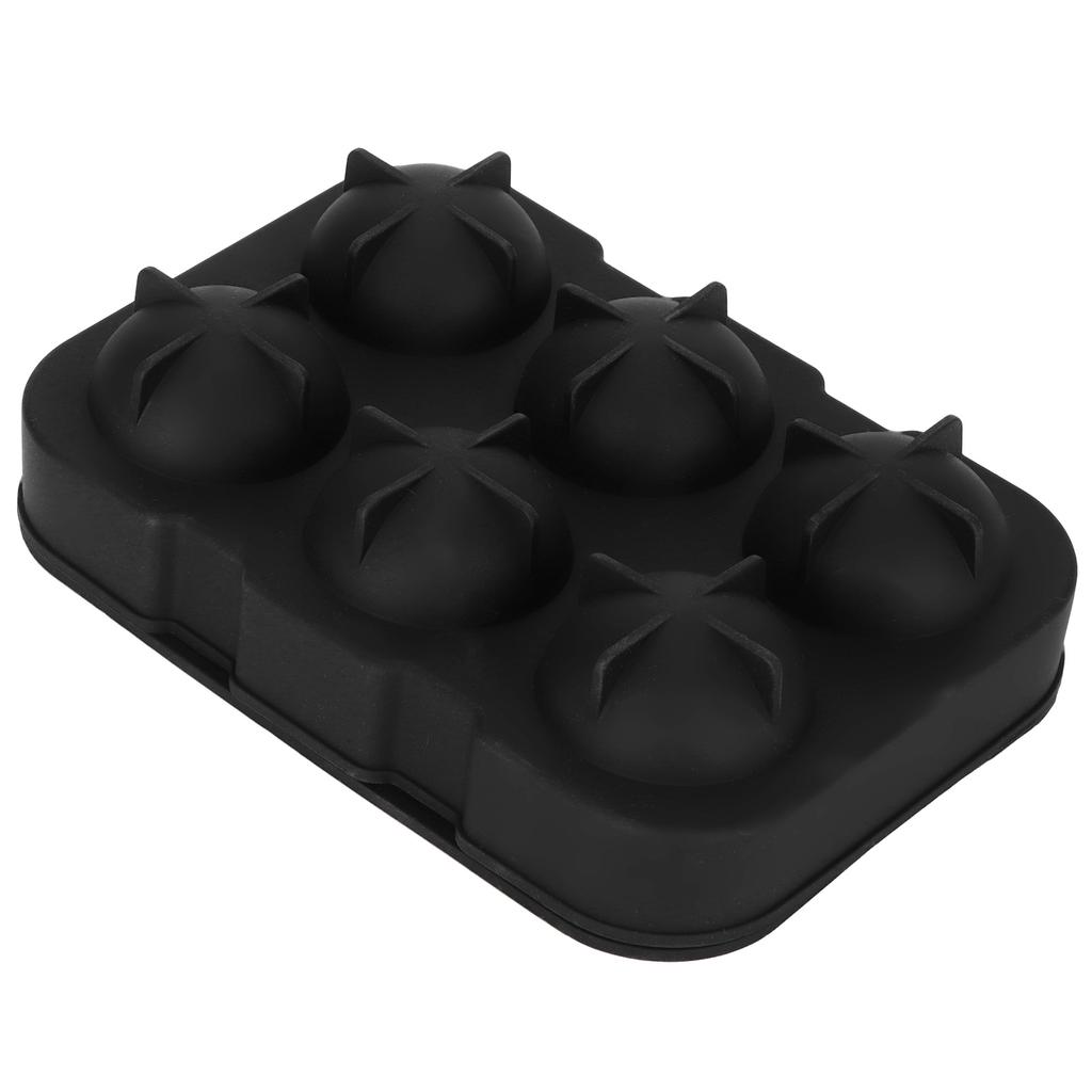 6 Grid Ice Ball Maker Black Reusable Ice Ball Mold for Beer Cocktail Wine Beverage