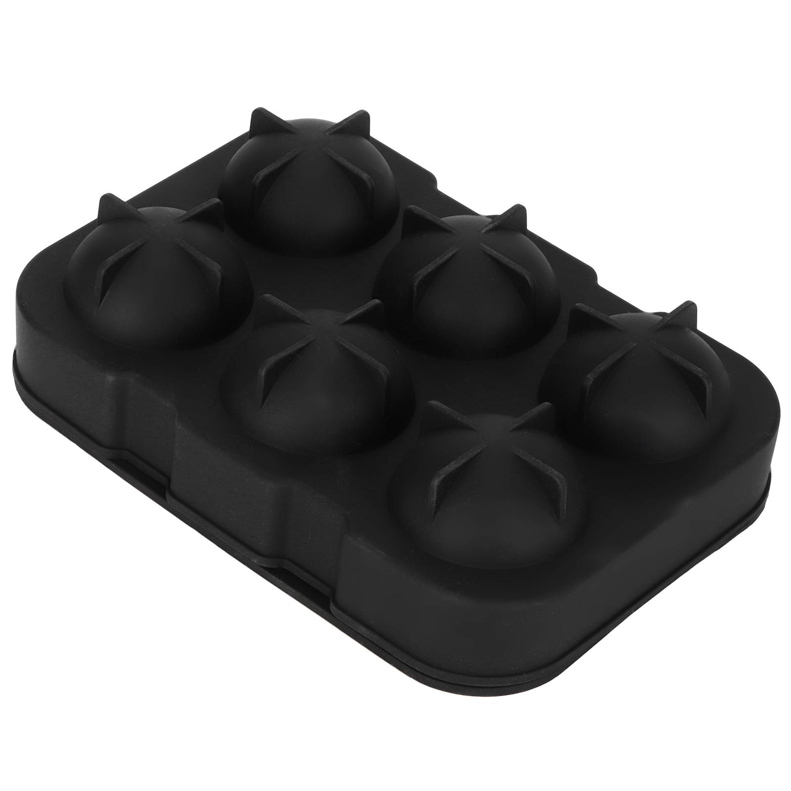 6 Grid Ice Ball Maker Black Reusable Ice Ball Mold for Beer Cocktail Wine Beverage