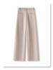 Autumn/Winter 2024 Women's Beige Cashmere Wool Trousers: Loose, High-Waisted, Wide-Leg, Straight-Leg Style.