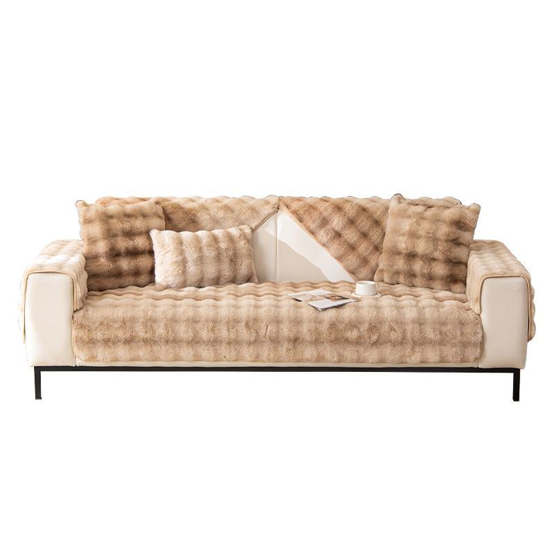 Plush Sofa Cushion Winter Thickened Cushion Non-Slip Leather Sofa Special Cover Cover Cloth