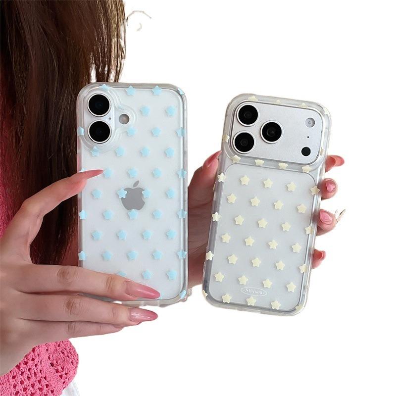 **Transparent Starry Phone Case for iPhone 17/16 Pro Max/15/14 - Japan Korea Inspired Design**