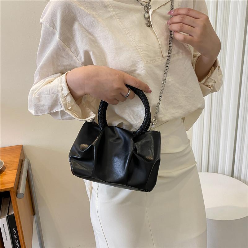 Women Crossbody Bag Soft Leather Solid Minimalist Female Single Shoulder Bags Fashion Pleated High Quality Messenger Bag