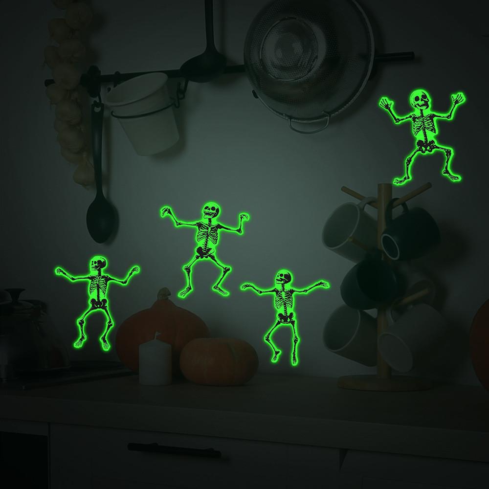 Halloween Glow Skeleton Wall Sticker Pvc Decal For Living Room And Decor Home