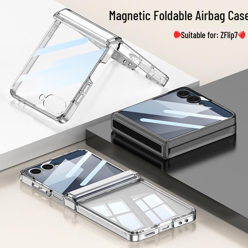 Samsung ZFlip7 Foldable Screen Magnetic Transparent Phone Case with Integrated Airbag