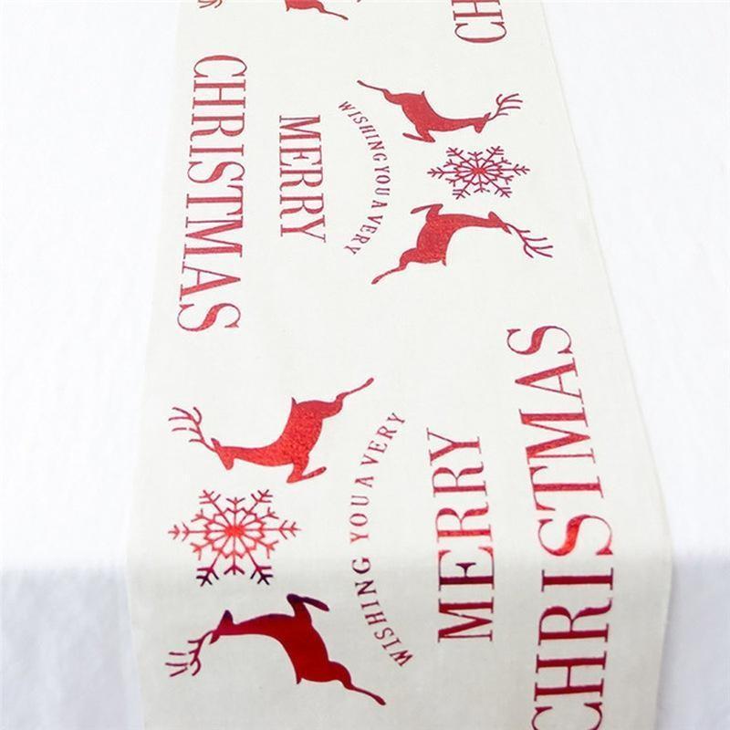 

Christmas Linen Tablecloth Christmas Flag Home Party Decorative Elk Tapestry Red Table Runners Cover Household Table Supplies A