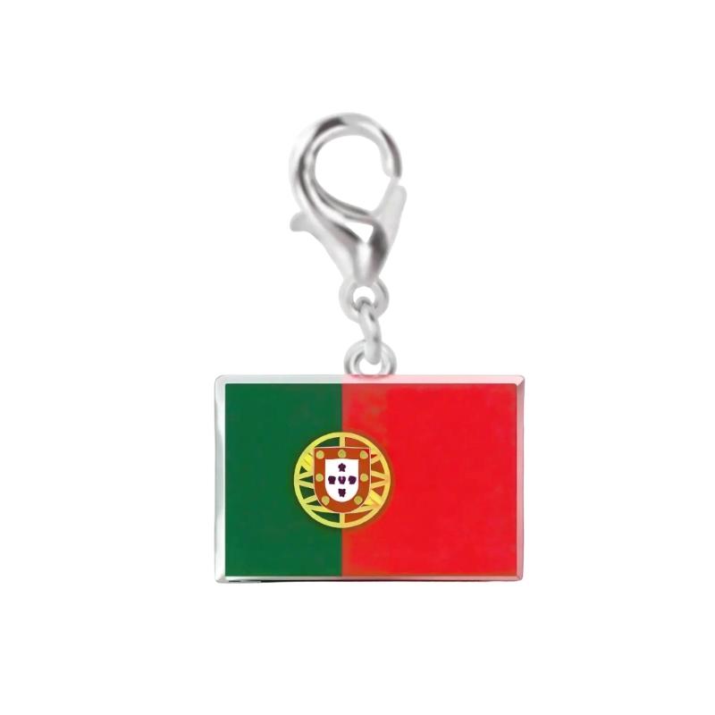 Braccialetto con Charm Bandiera in Acciaio Inossidabile con Moschettone, Gioiello Ciondolo Paese per Regalo di Viaggio Accessorio Stile