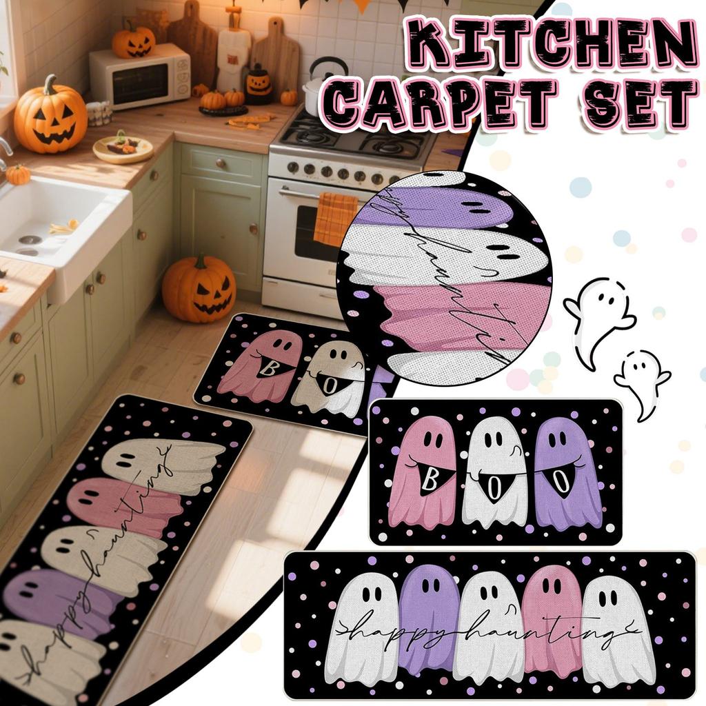 Halloween Ghosts And Horror Polka Dot Kitchen Rug 2  Piece Set, Fun Kitchen Mats, Suitable For Home Use