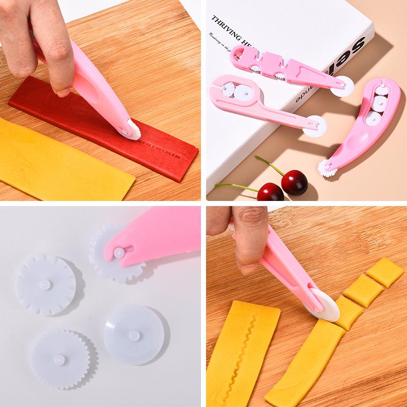 1Pc Kitchen Creative Mold Set Straight Wheel Knife Curved Wheel Knife Baking Cake DIY Fondant Small Wheel Knife Mold
