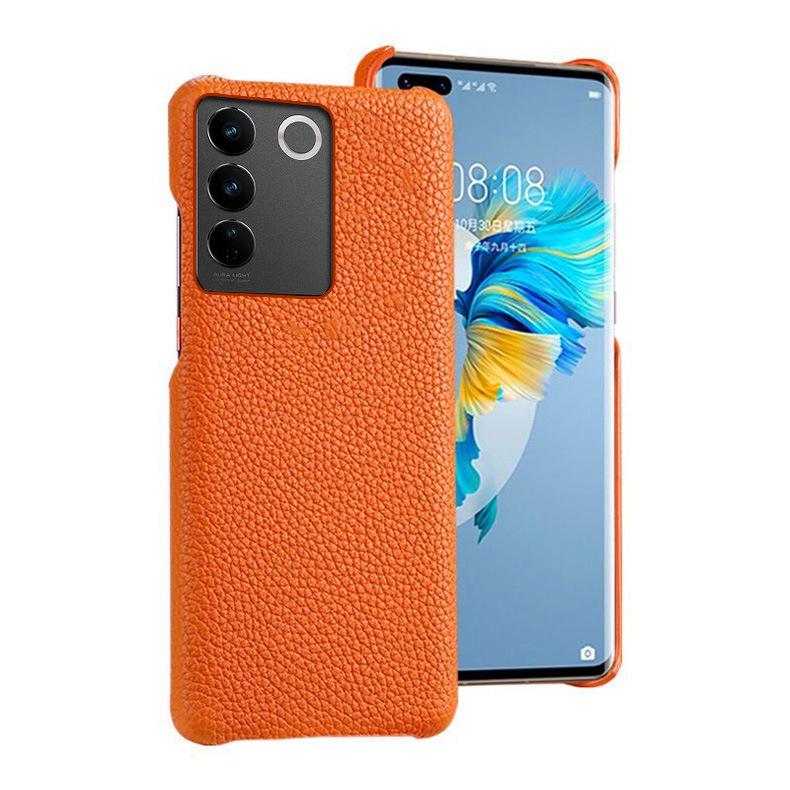 Vivo Nex3 Genuine Leather Half-Cover Protective Case with Litchi Pattern
