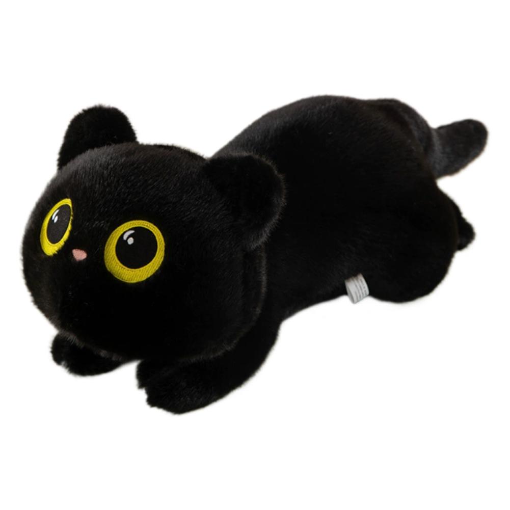 45cm New Cute Cat Lying Doll Plush kawaii Big Cuddly Pillow Cushion Black Cat Plush Toy Doll Home Decor For Kids Brithday Gift