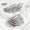 Skull Headpiece for Women Skeleton Hands Hair Clips, Gothic Metal Side Clip Women, Festival Updo Clips Spooky Halloween Horror Accessories, Punk Rock