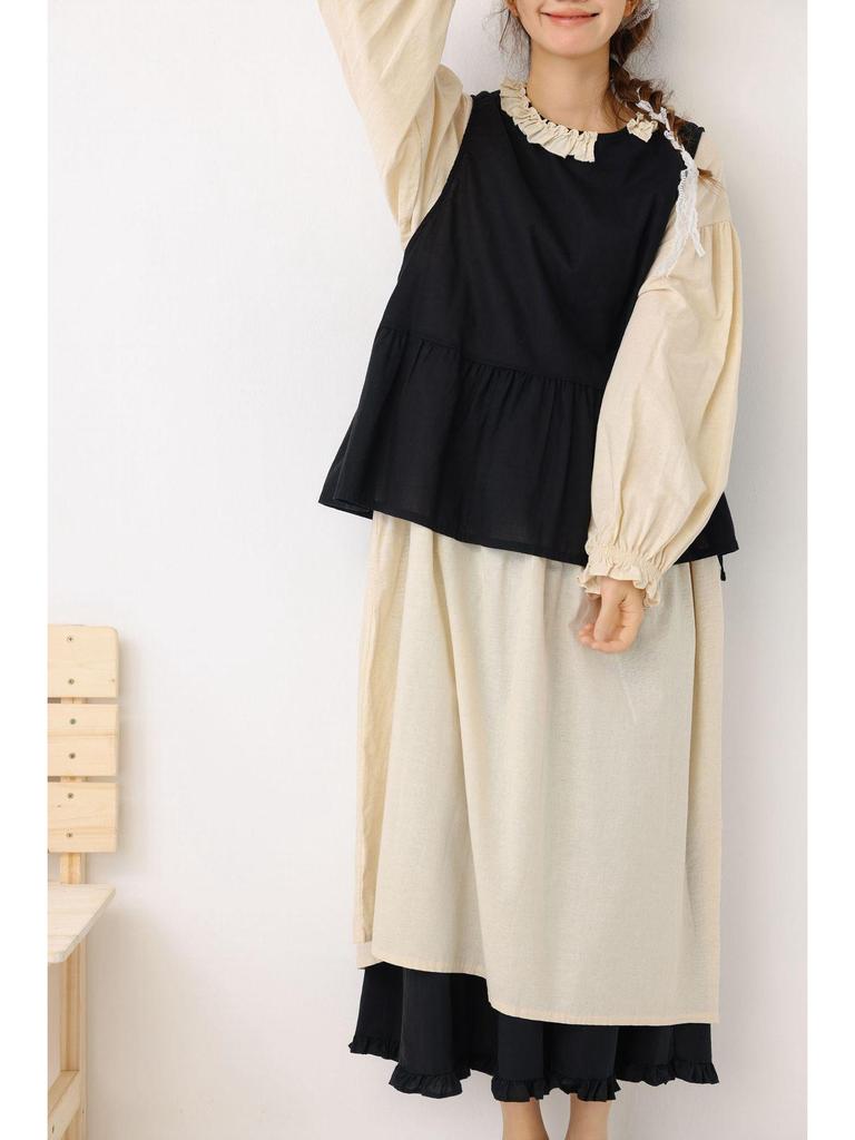 2026 Spring/Summer Women's Japanese Linen Ruffled Vest – Sleeveless, Loose-Fit, Reversible Jacket