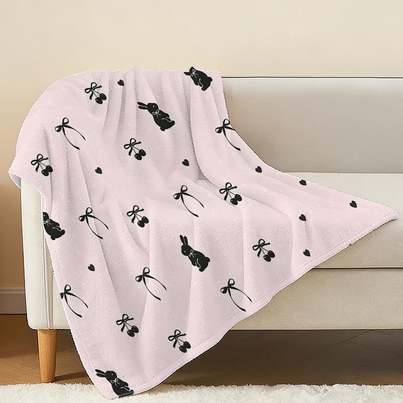 Rabbit Collection Soft Plush Flannel Throw Blanket,Machine Washable Warm Cozy Blanket for Home, Sofa, Office Nap, Halloween & Christmas Gift
