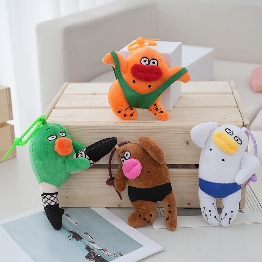 Funny Sausage Mouth Doll Keychain Cuteness Animal Plush Key Rings Decorative Key Accessory for Car Bag Decorating