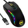 Wired Gaming Mouse 12800 DPI Adjustable A825F Optical Sensor 13 LED Modes 6 Buttons Ergonomic Meter Cable Black - - - - - 1.7 - USB-C -