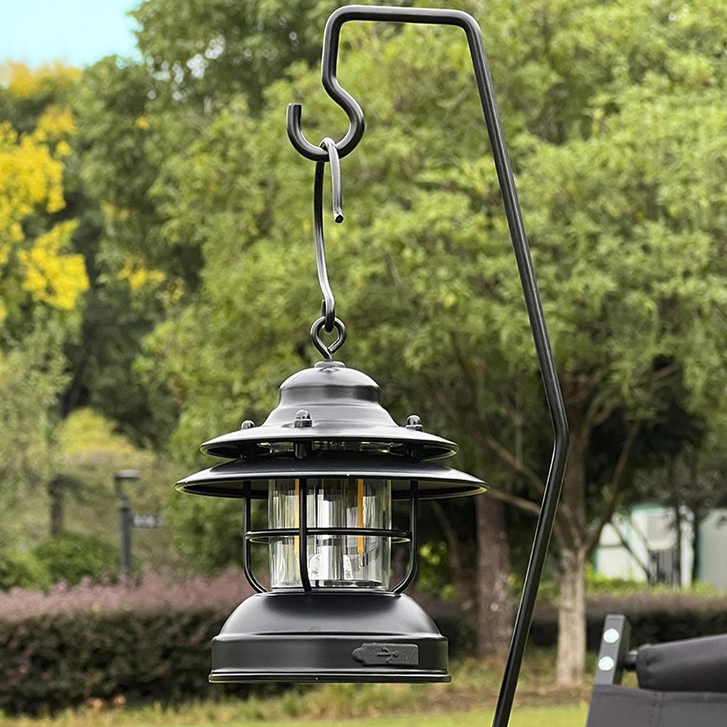 21.1in Camping Lantern Stand with Magnetic Base Wrought Iron Retro Desktop Lantern Stand Pole for Fishing Backpacking