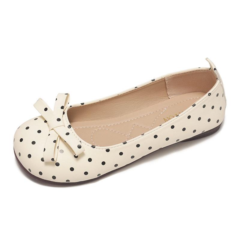 French polka dot round head shallow mouth flat sole shoes women's summer 2026 new versatile skirt bow Mary Jane shoes