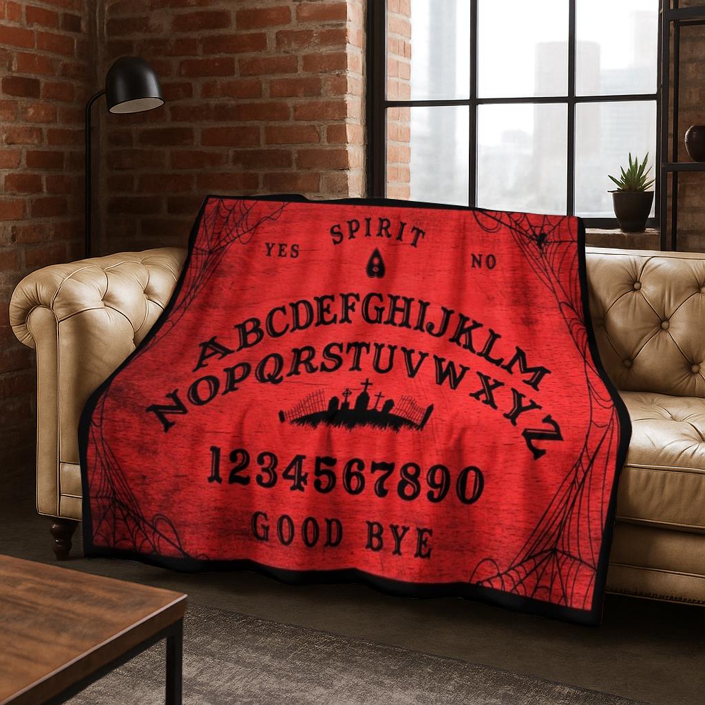 

Cat Ouija Tarot Gothic Witchcraft Board Flannel Blanket Soft Warm Blanket for Bedroom Living Room Bed Travel Camping Picnic Gift 75x90cm