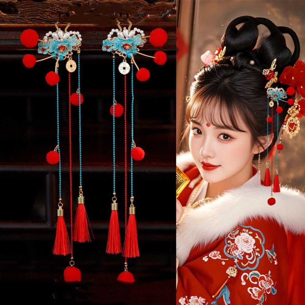 Pearl Ancient Hair Stick Chinese Style New Year Headdress Retro Hair Chopstick Hair Accessories